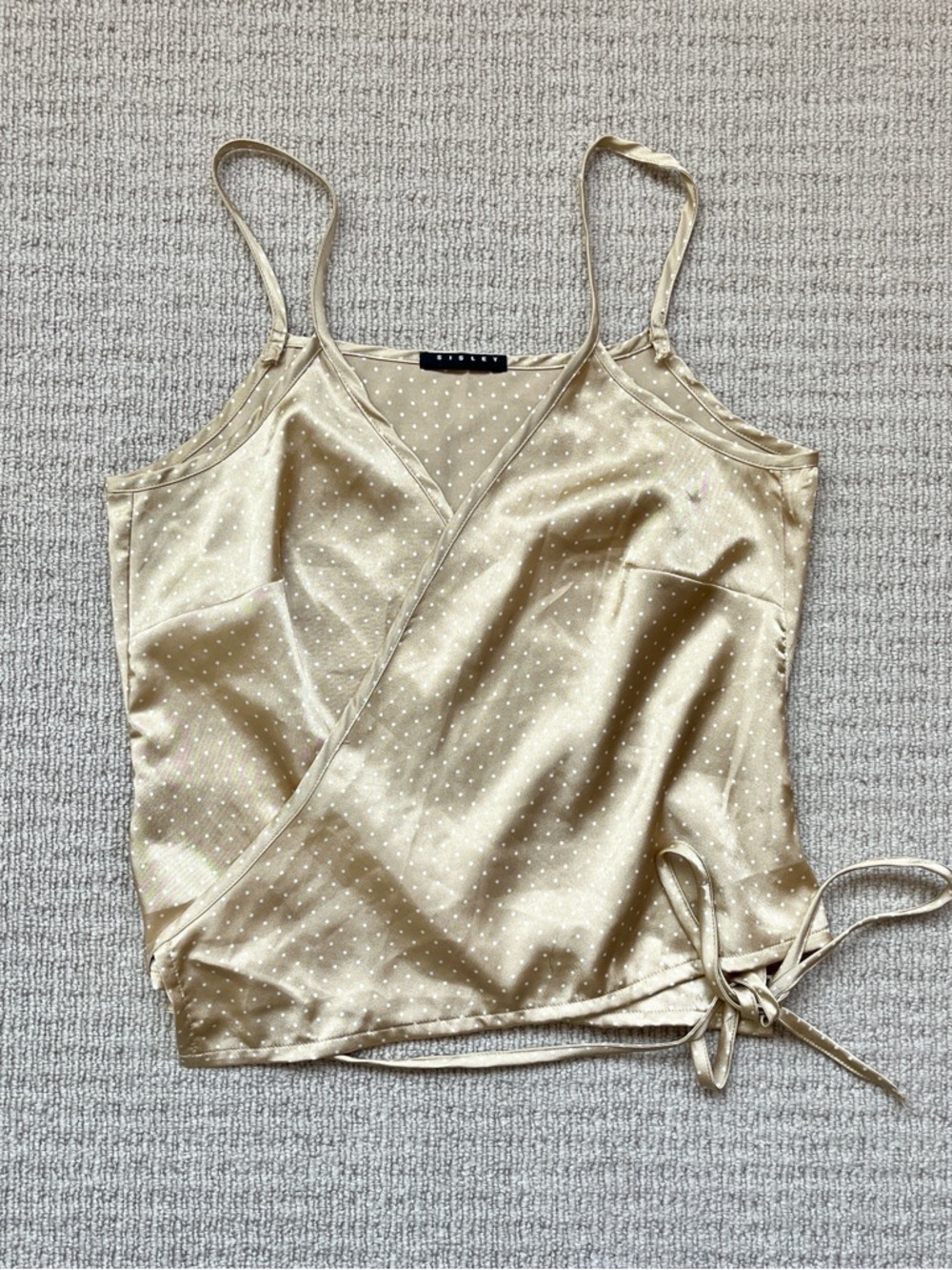 Sisley Satin Polka Dot Wrap Cami Top